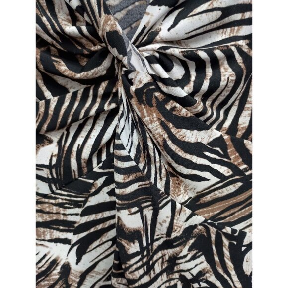 VTG Y2K Joseph Ribcoff Womens Top Size 16 Brown White Zebra Print Long Sleeve - Picture 3 of 8